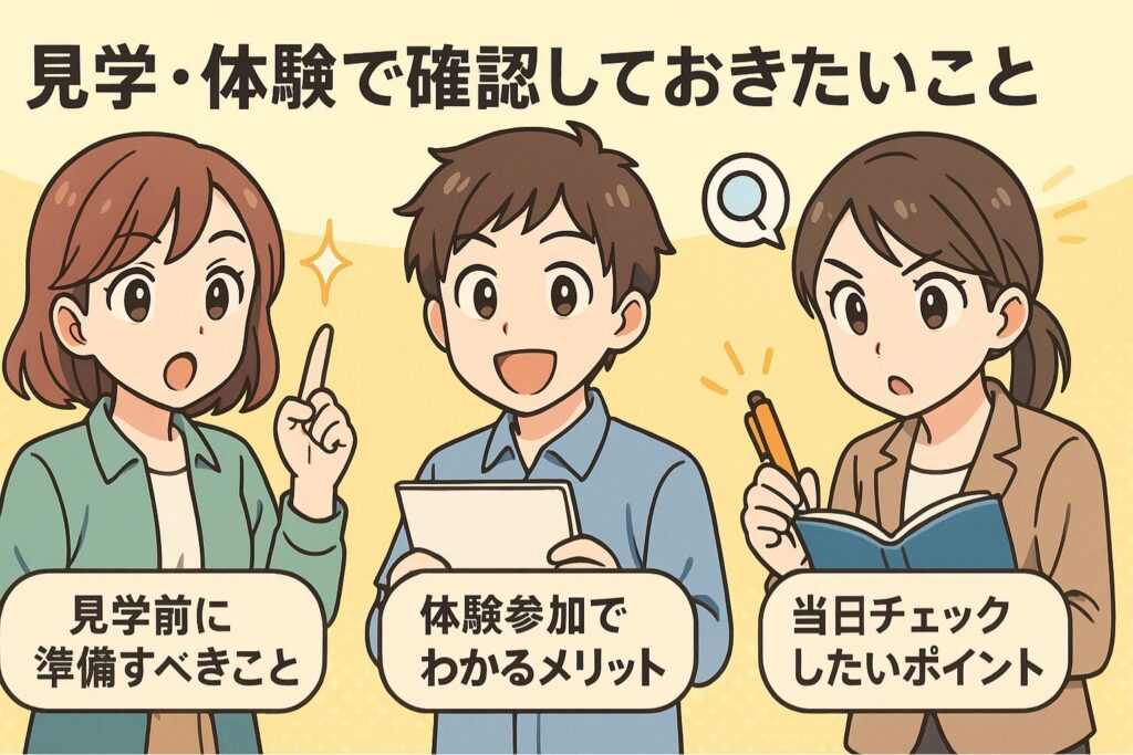 見学・体験で確認しておきたいこと