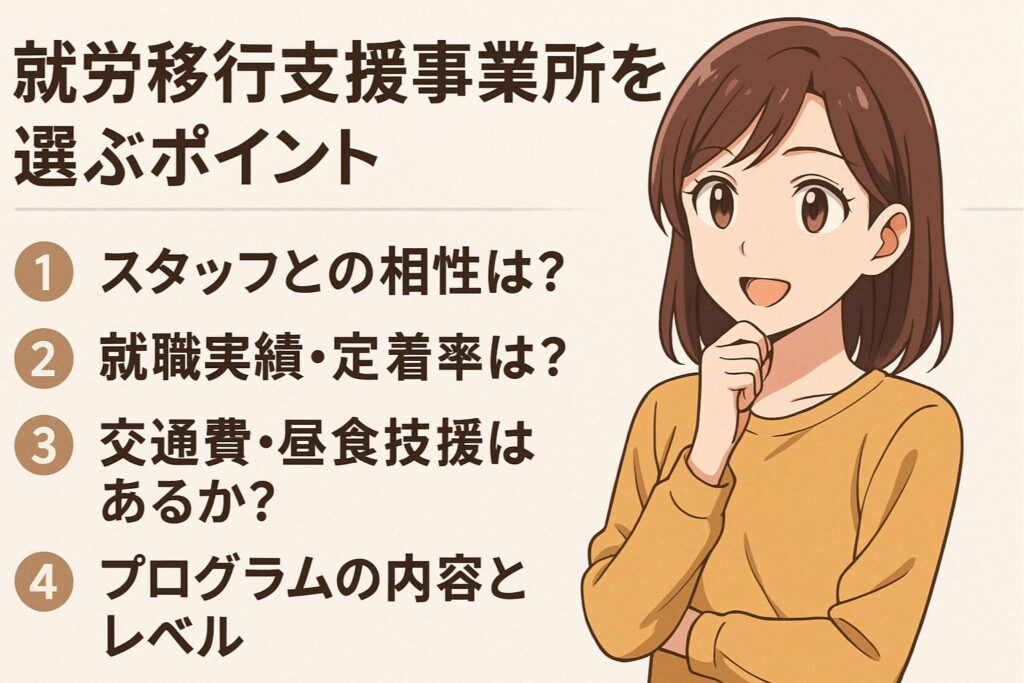 就労移行支援事業所を選ぶポイント