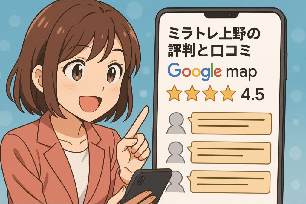 ミラトレ上野の評判と口コミ(Google map)