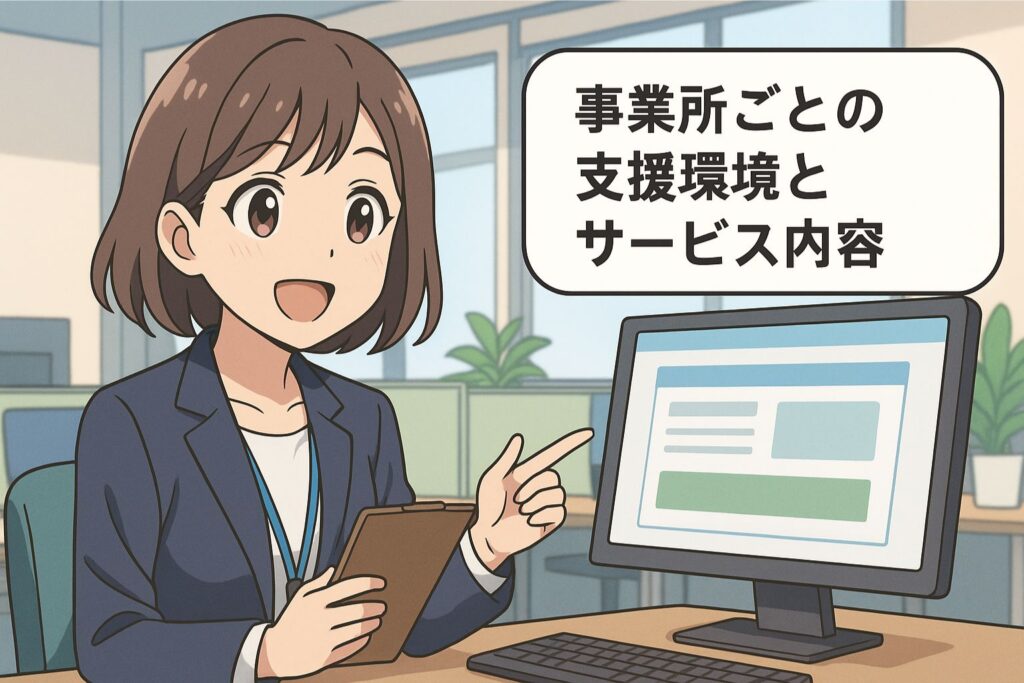 事業所ごとの支援環境とサービス内容