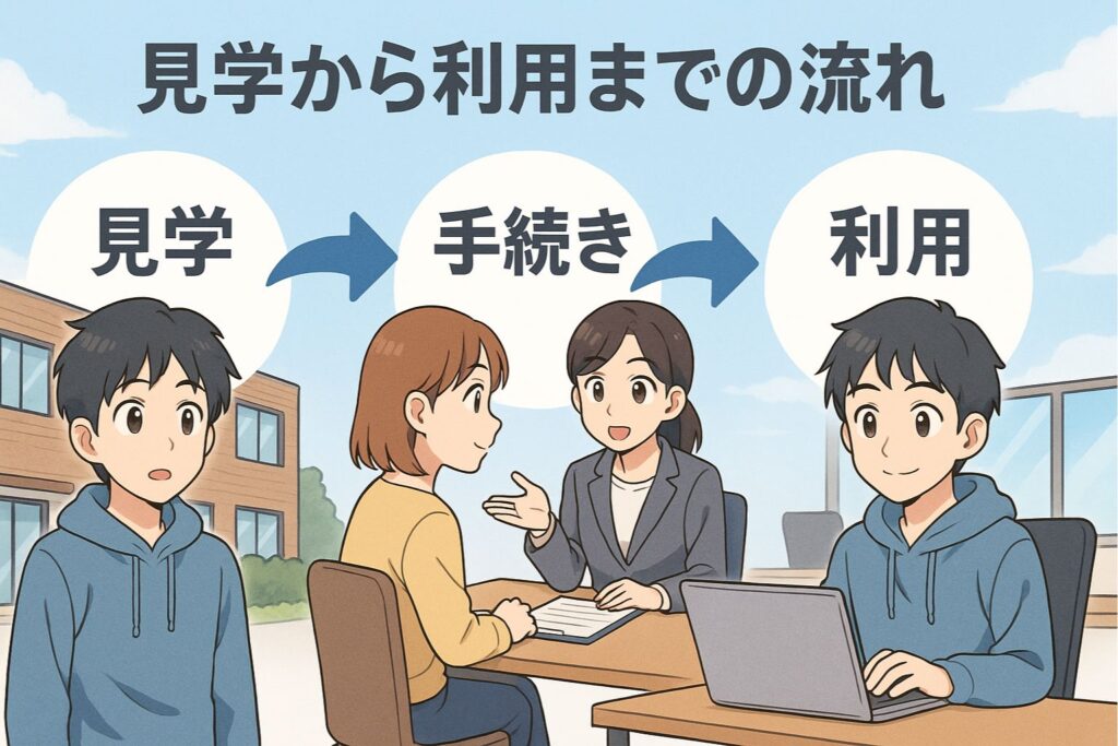 見学から利用までの流れ【まずは気軽に体験から】