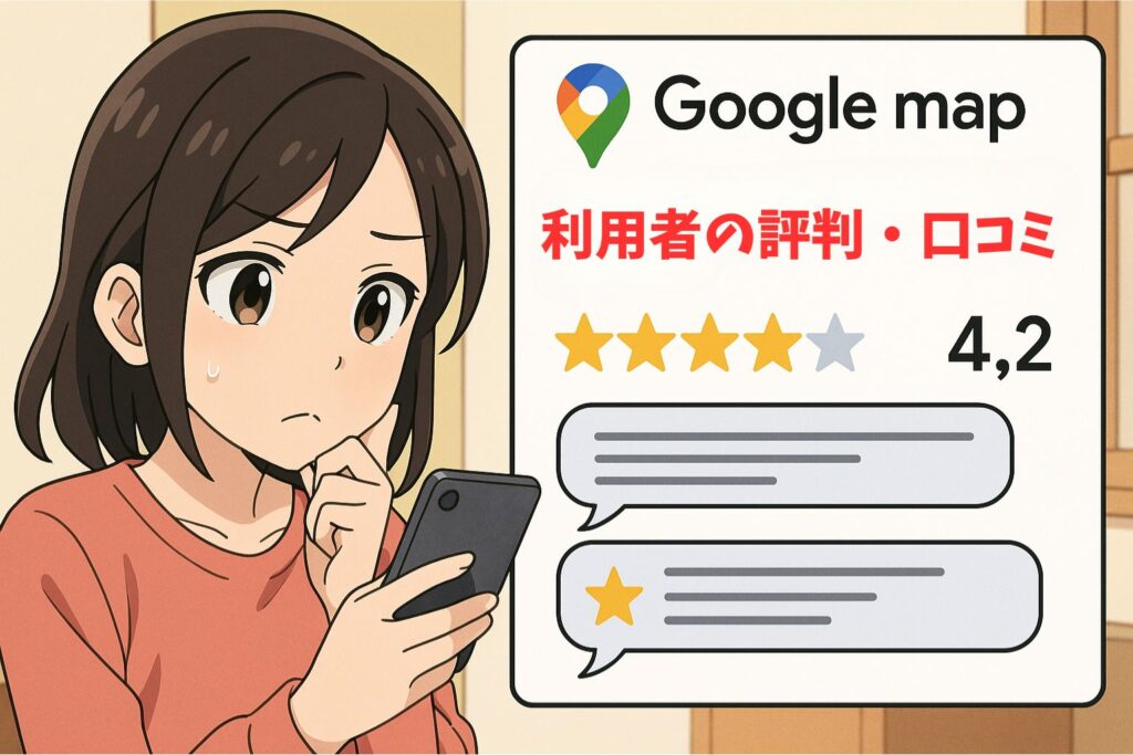 Google mapからみる利用者の評判・口コミ