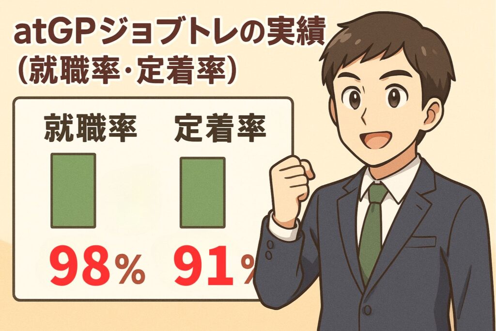 atGPジョブトレの実績（就職率・定着率）