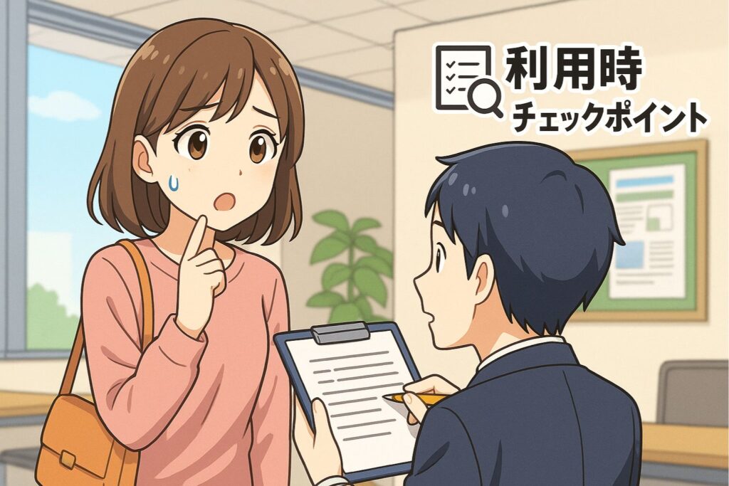 利用前の注意点・見学時チェックポイント