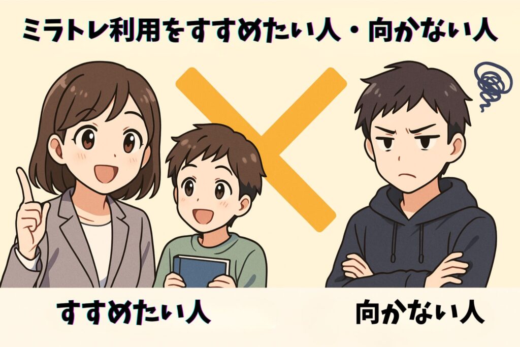 ミラトレ利用をすすめたい人・向かない人